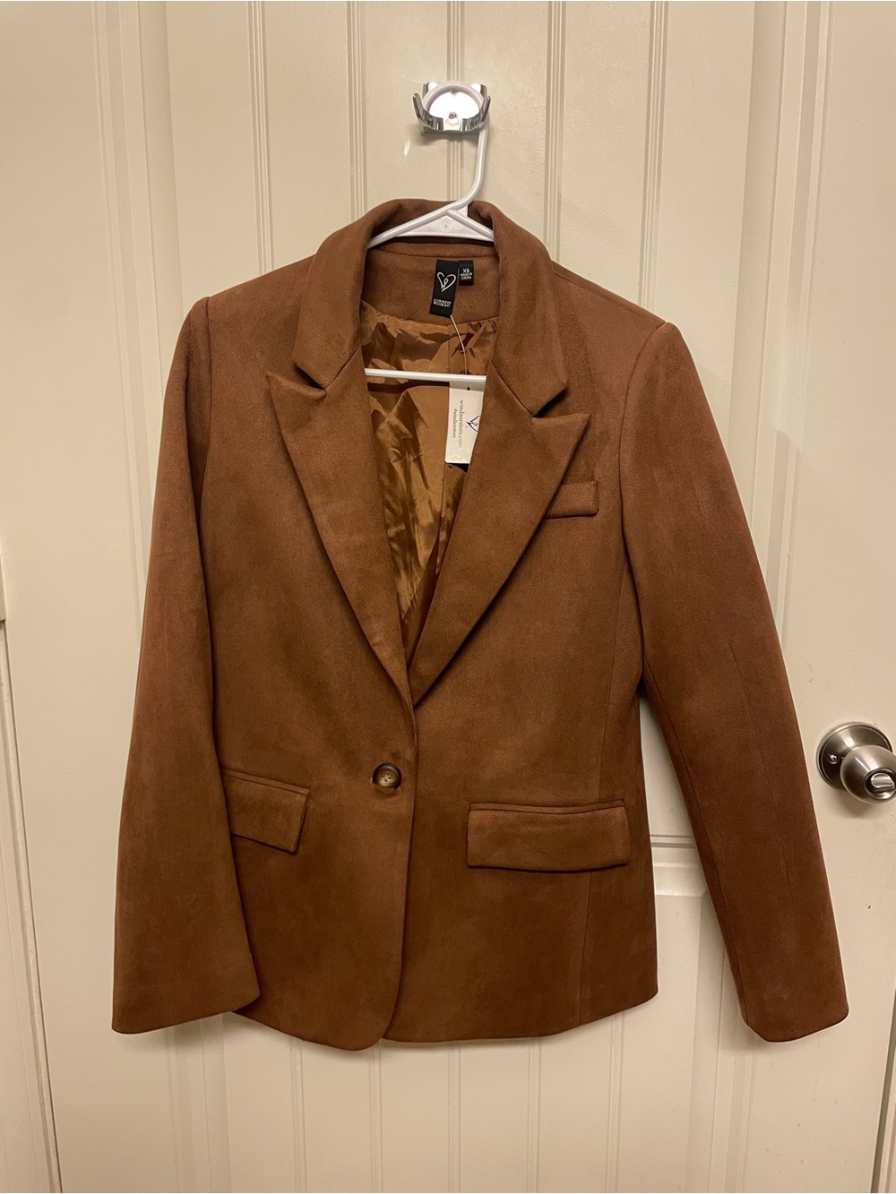 Windsor Suede-Feel Chestnut Brown Single-Button Blazer